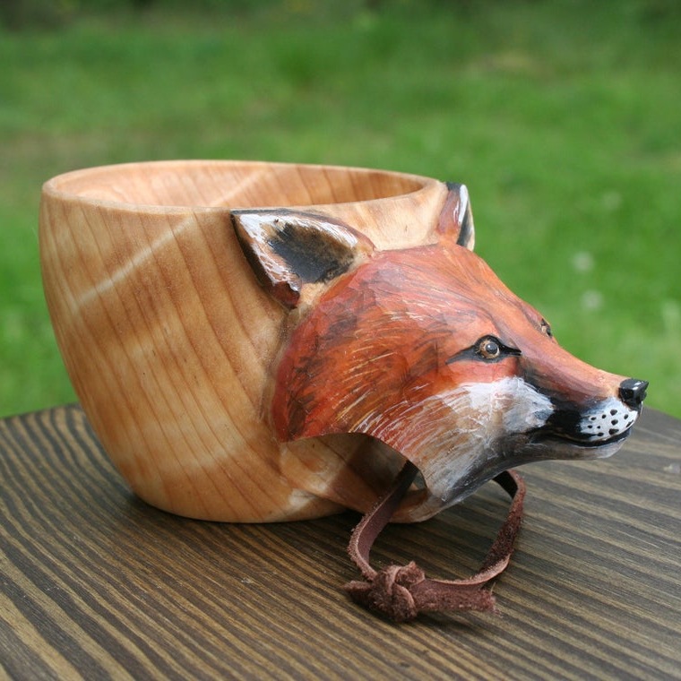 Taza de Madera Esculpidas a Mano - Kuksa Nórdica para Camping y Café — imagen 12