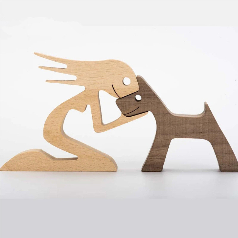 Escultura de Madera para Decoración de Hogar con Perro y Dueño - Regalo de Navidad para Amantes de los Animales — imagen 44