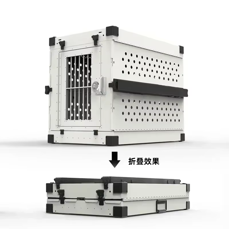 Heavy Duty Fully Collapsible Dog Crate Aluminium Alloy Medium and Large Dog Crate Folding Pet Car Crate Camping Travel IATA — image 1
