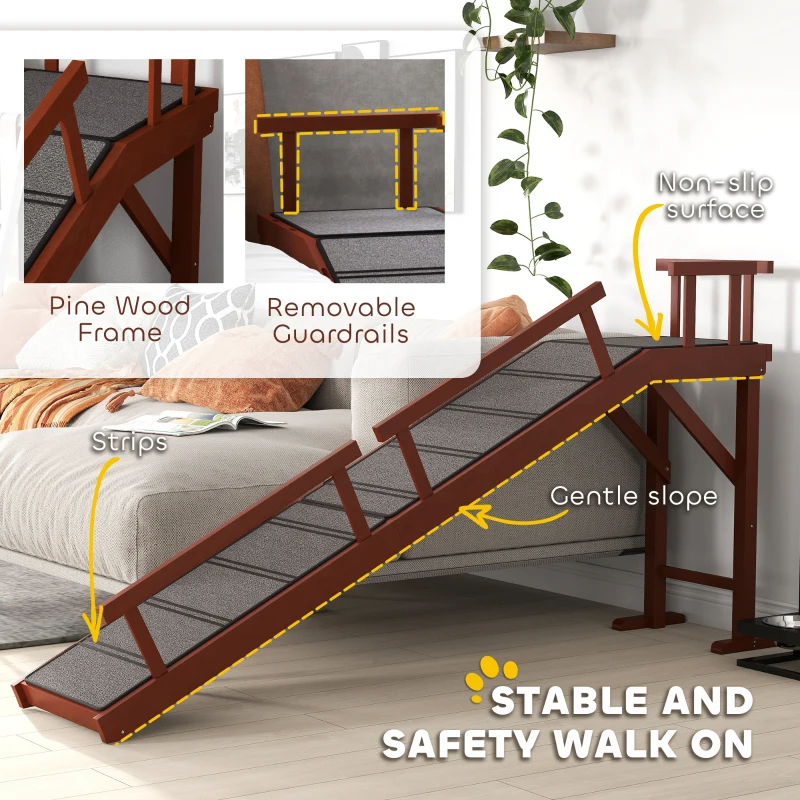 PawHut Wooden Dog Ramp With Removable Guardrails, Non-Slip Surface — imagen 4