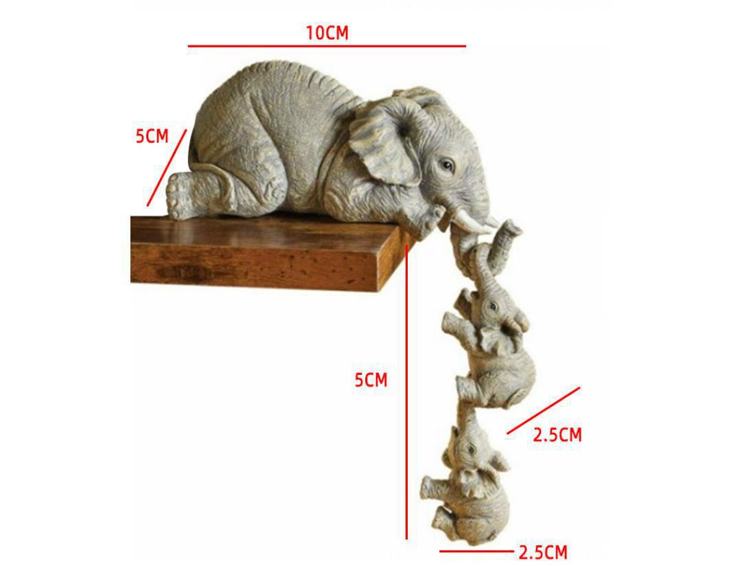 Three Elephants Resin Gardening Ornament Cute Elephant Figurines Elephant Hanging Baby Elephant Craft — image 5