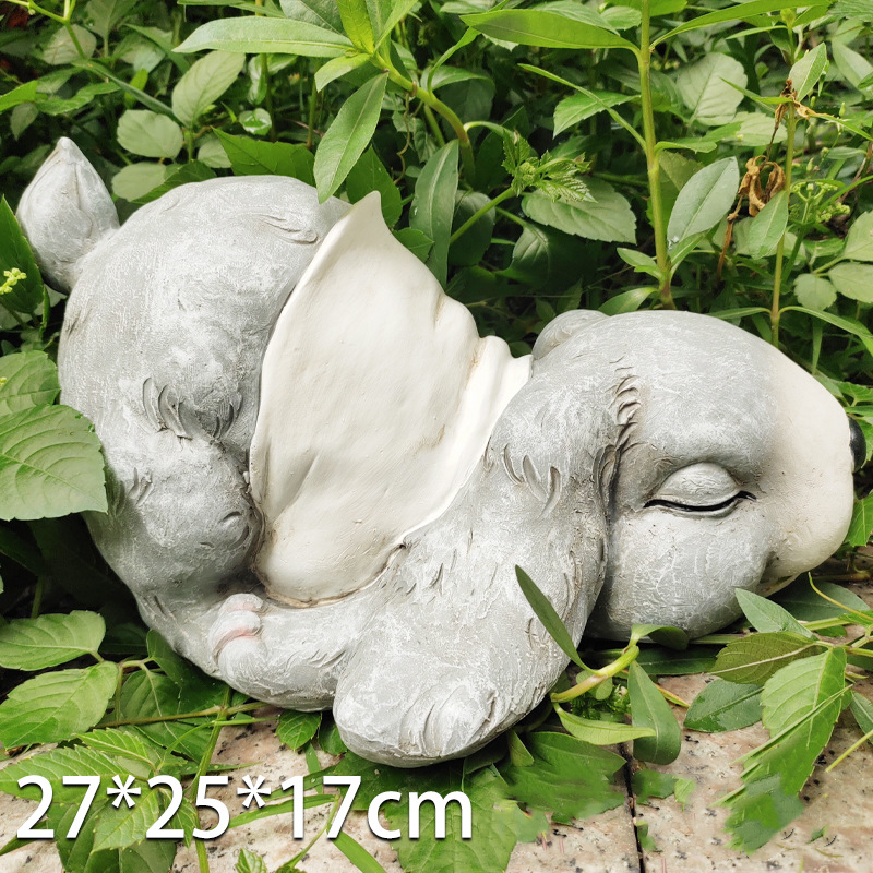 Garden decoration decorations, garden cartoon rabbits, sleeping rabbits — image 7