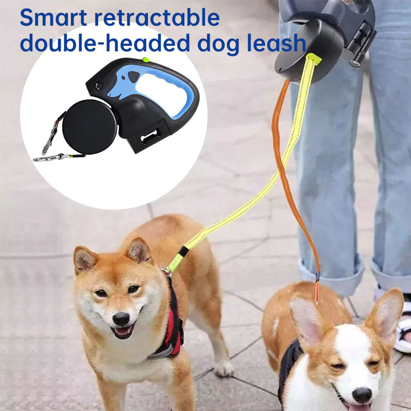 Dual / Double Dog Leash, 360° Retractable Roulette, 3M, LED Light, Tangle-Free, Double-Ended Traction Rope — image 10