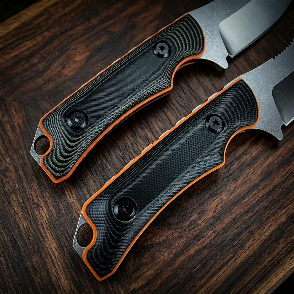 15018 Camping Fixed Blade Knife 9C13MoV Steel Blade Two-Tone G10 Handle Leather Sheath Outdoor Portable Fishing Tool Men's Gift — image 3