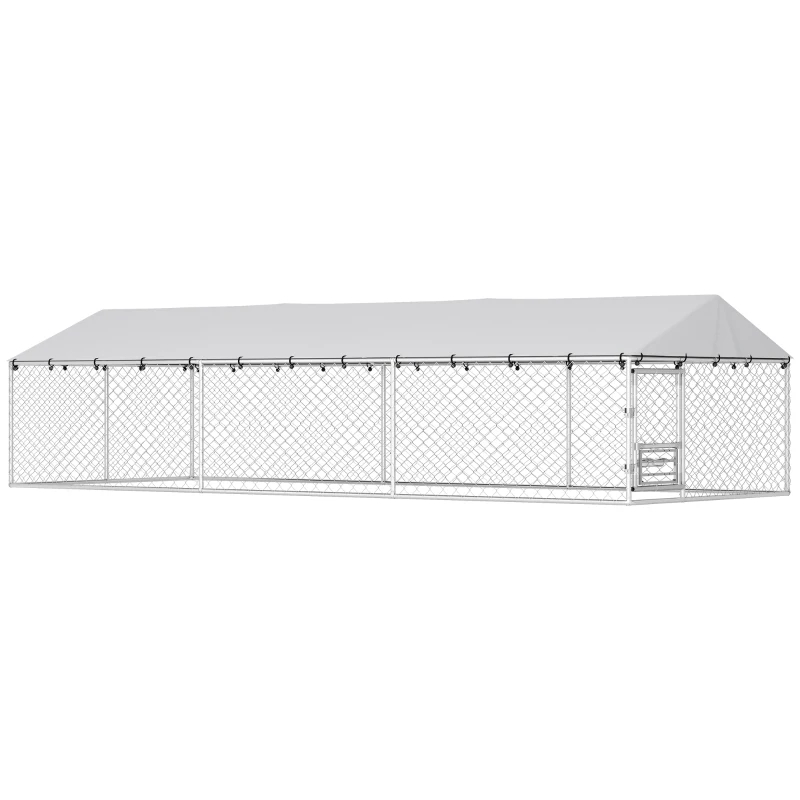 PawHut Dog Kennel Outdoor Dog Run Waterproof UV-Resist Cover Lockable Door Adjustable Bowls 20 X 7.5 X 5ft, Multiple Packages — image 1