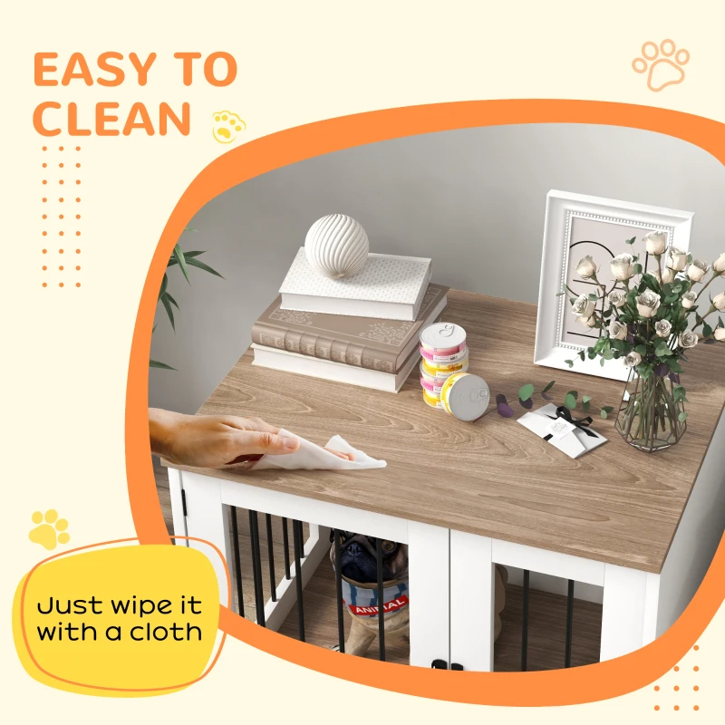 Mueble de Jaula para Perros con Puerta Blindada, Mesa Lateral para Canes y Pequeños Animales, Madera Tostada Marrón — imagen 4