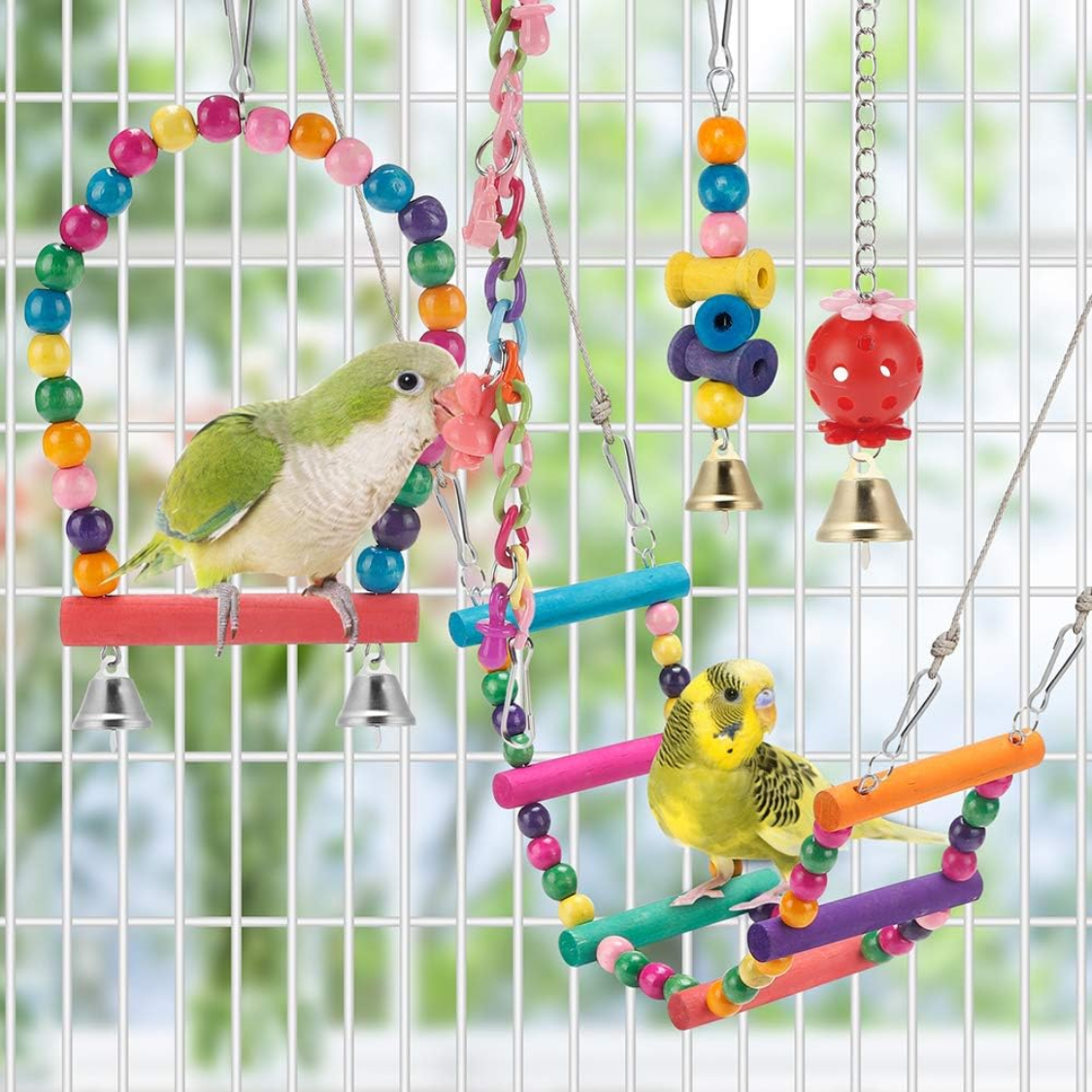 Juguetes para Pájaros: Colgantes y Trepar para Budgerigares Coloridos — imagen 2
