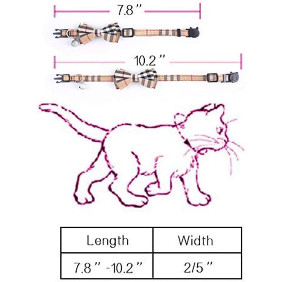 Collares de Gato Seguro con Corte Automático y Adorable Laço de Cinta con Sonido Melódico - 2 Piezas Collar de Gato para Gatos y Kittenes con Estilo Plaid y Removible — imagen 7
