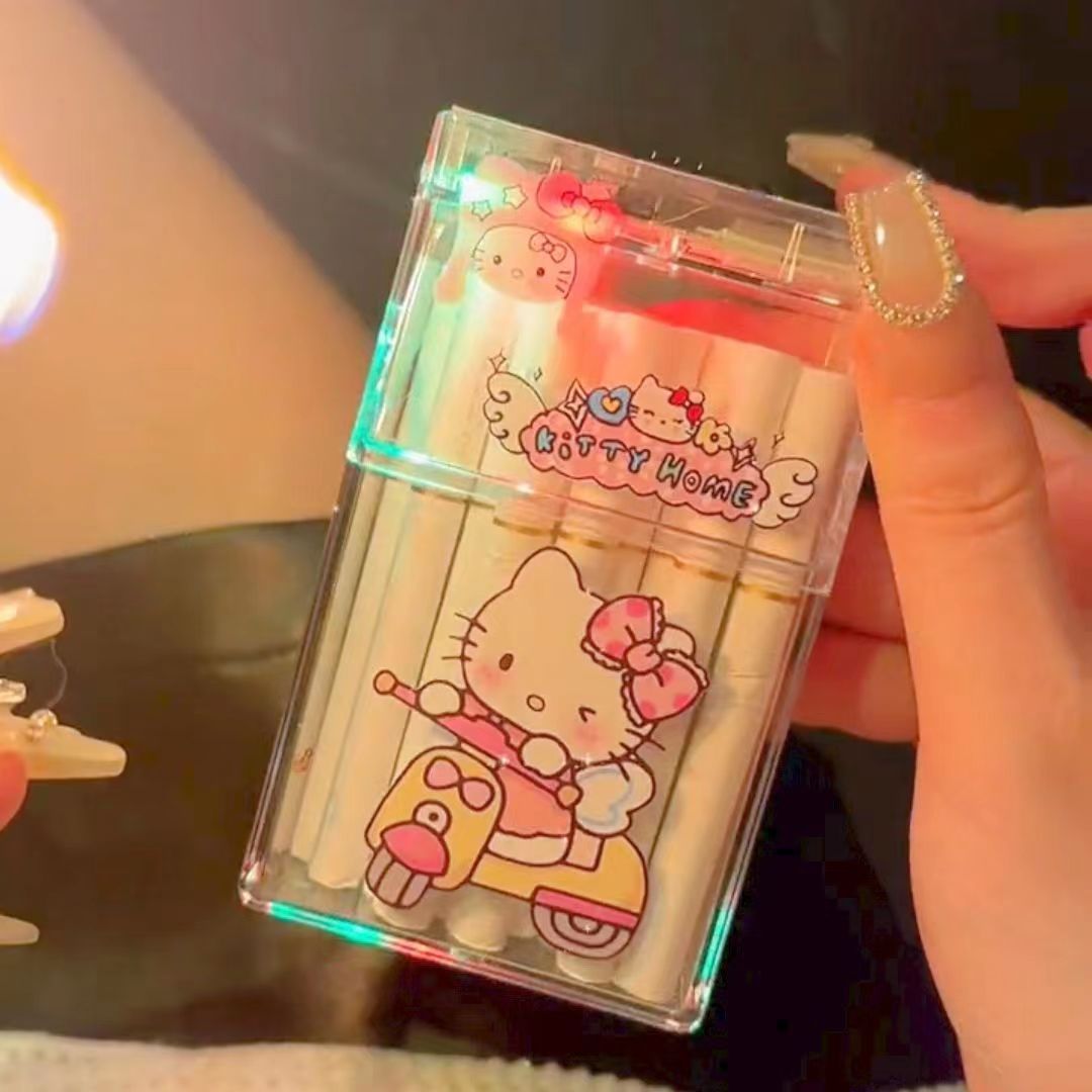 Pacha Dog Cartoon Sanrio Cigarette Box Charging Lighter Integrated Transparent Body Atmosphere Colorful Lights Cute Gift Object — image 2