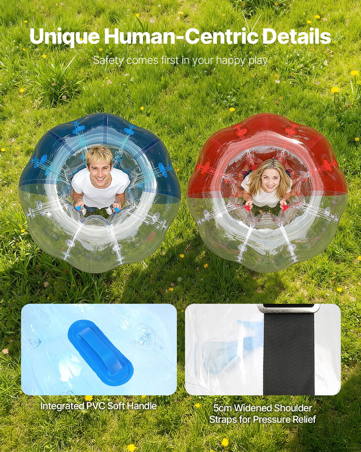 Pelotas de Bumper Inflables 2 Unidades, Cuerpo de Sumo de 5 pies/1.5 metros para Adolescentes y Adultos, Pelotas de Burbuja Humano de 0.8 mm de PVC para Juegos de Equipo al Aire Libre, Juguetes de Impacto para Jardín, Patio, Parque — imagen 3