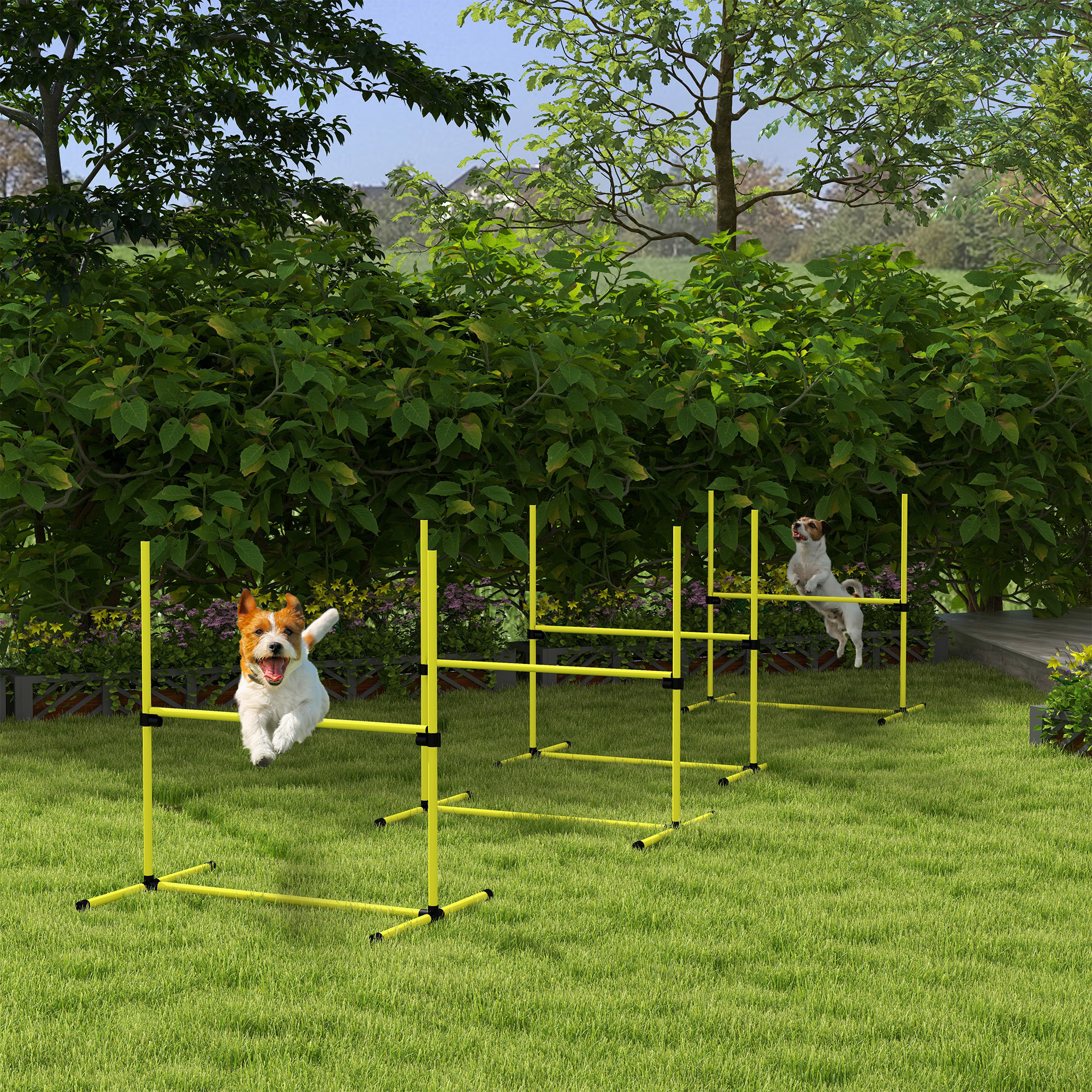 Set de Agilidad para Perros de 4 Piezas con Barras de Salto de Altura Ajustable, Bolsa de Transporte, Barra Superior Desmontable, Amarillo — imagen 1