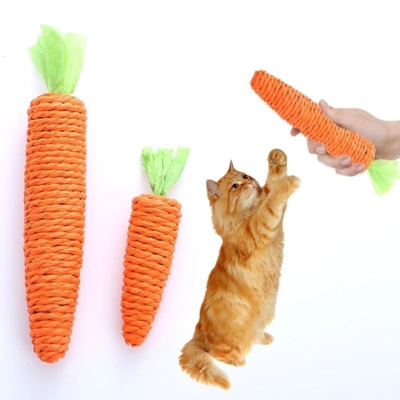 Juguetes para gatos, zanahoria de papel, juguete autoalimentador con sisal, resistencia a mordeduras, estimulación para gatos — imagen 1