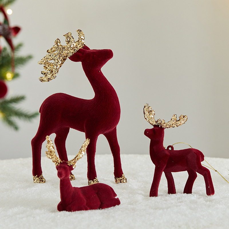 Decoración de Renos de Navidad con Glitter y Plumas para Ventana de Tienda, Decoración para Evento Festivo, Ambiente Navideño de Cielo Estrellado — imagen 3