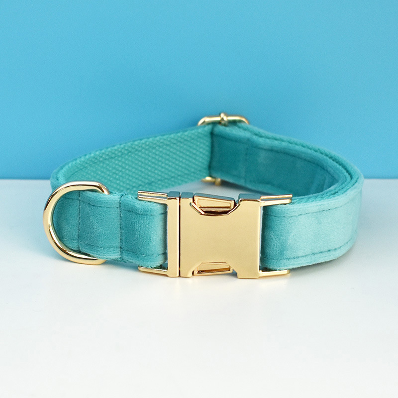 Green velvet medium-sized anti slip small dog golden fur collar traction rope — image 7