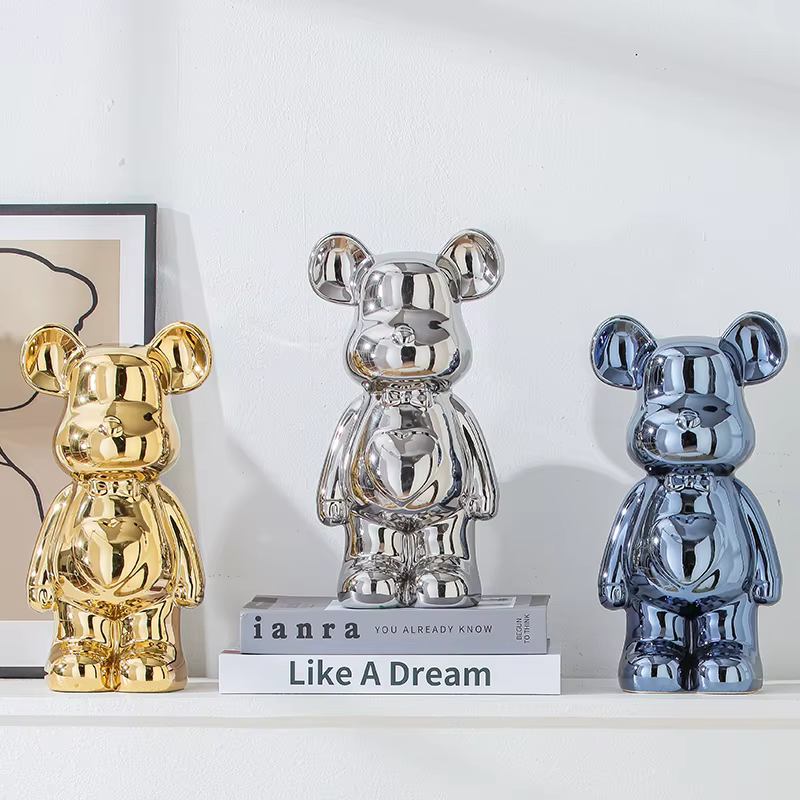17/27/cm Aesthetic Bear Brick Ceramic Statue Teddy Bear Decor Action Figure Sculptures Ornament for Room Home Decoration Crafts — image 5