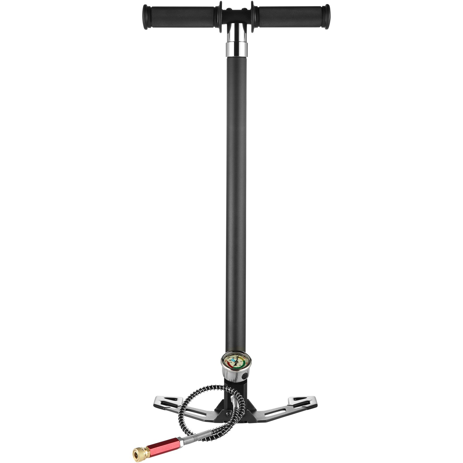 PCP Hand, 4 Stage, 30Mpa 4500 PSI High Pressure PCP Air Rifile Filling Stirrup Pump With Oil-Moisture Filter Pressure Gauge, Stainless Steel For Airguns Scuba Tank Paintball Filling Tire — imagen 4