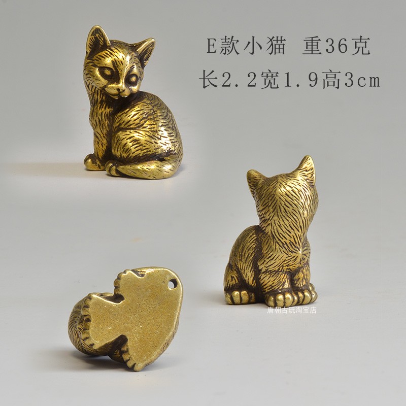 Chinese style brass small tea pet mini cat mini living room desktop decoration — image 10