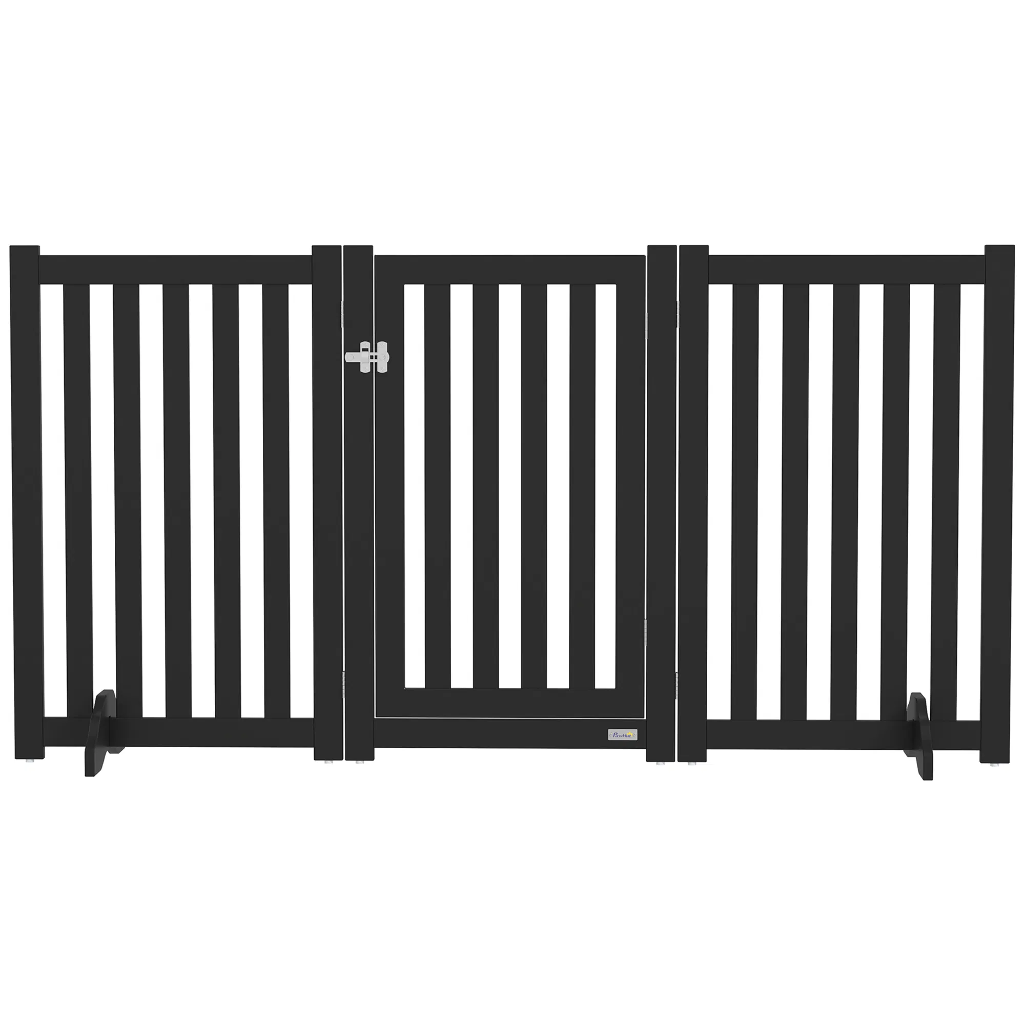 3-Panel Foldable Dog Gate with Feet for Medium Dogs and Below, Black — image 1