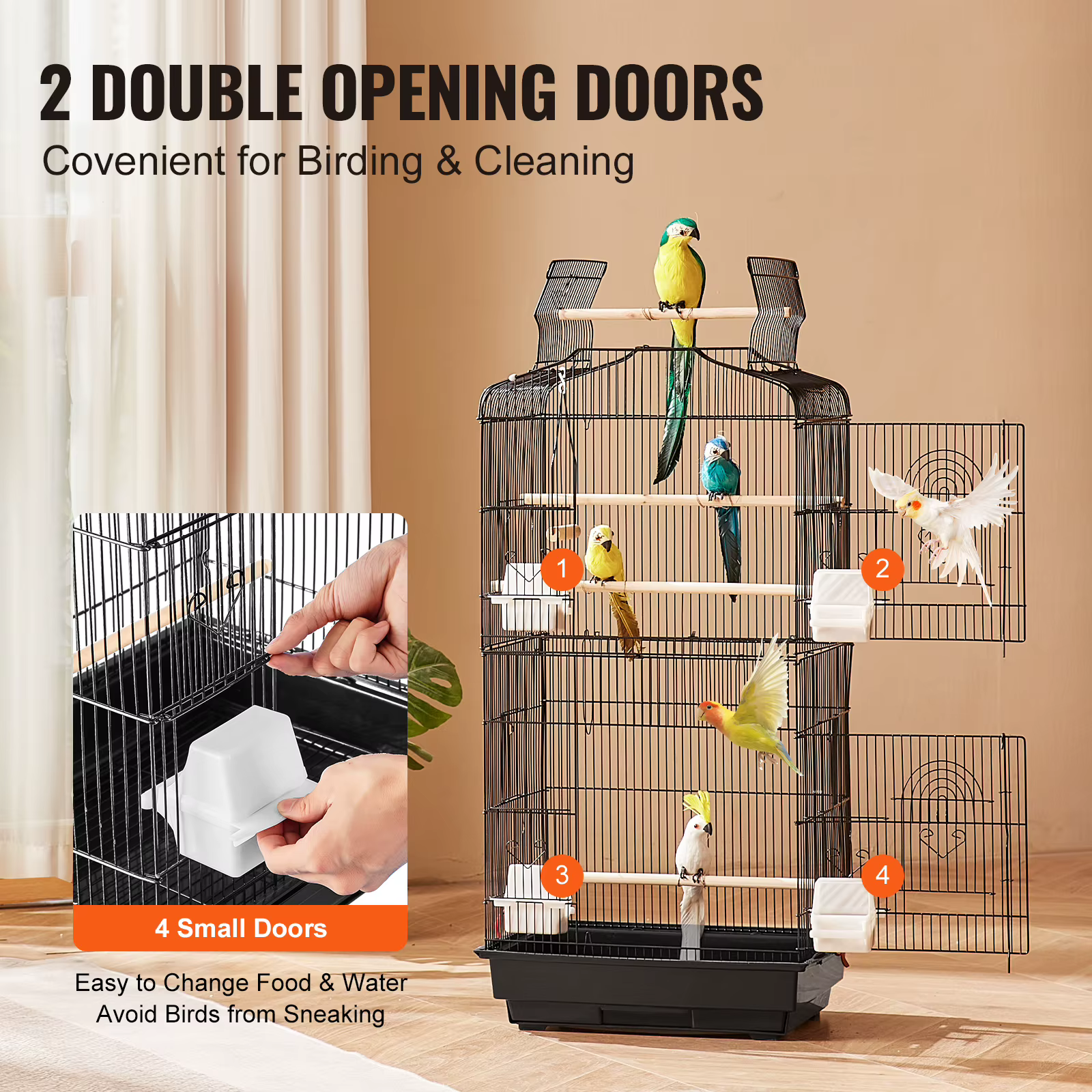 Cage de pájaro abierto grande para aves de todo tipo - Volante para mascotas con columpio y percha — imagen 5