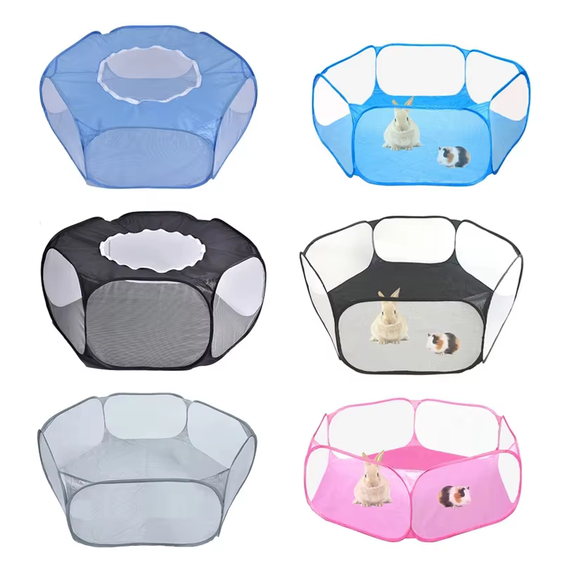 Portable Small Pet Cage Transparent Cat and Dog Cage Tent Pet Playpen Open Folding Yard Fence For Dog Hamster Rabbit Guinea Pig — image 5