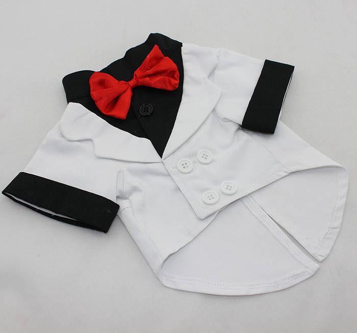 Pet Clothes Puppy Shirt Dog Wedding Tuxedo Western Style Suit with Bow Tie Apparel Clothing For Dogs Coat — image 3