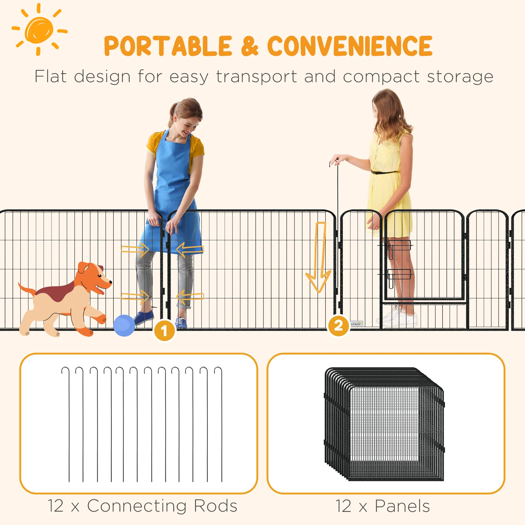 Dog Pen with Gate, 12 Panels Puppy Playpen, Dog Fence, 31.5"H — image 6