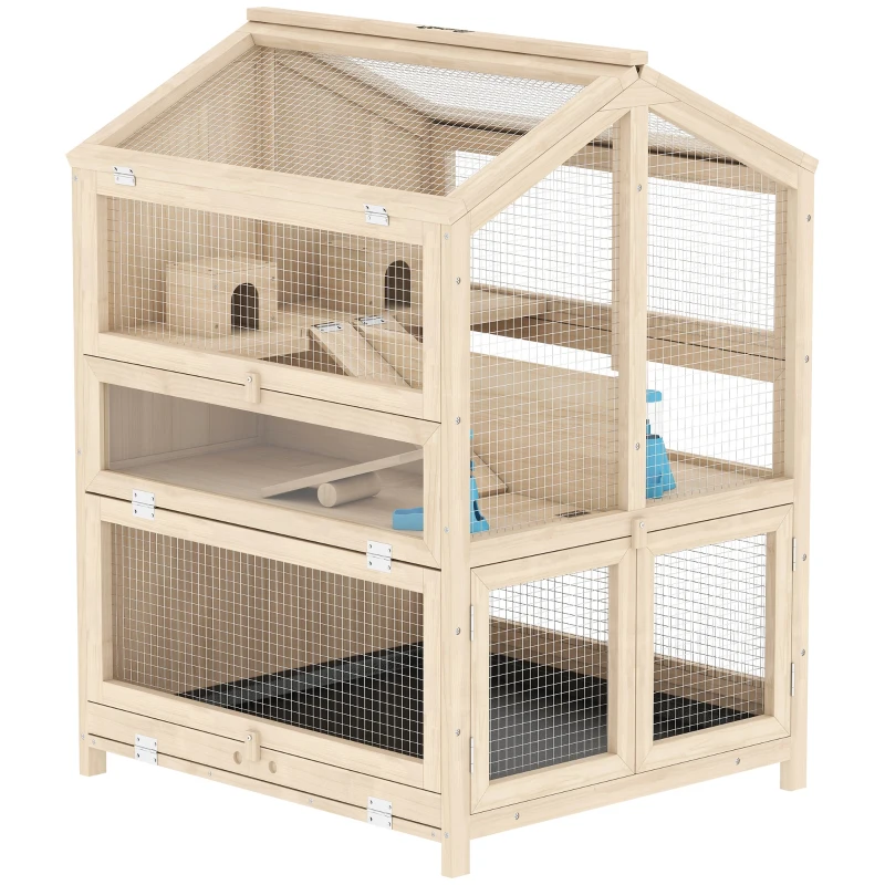 Small Animals Cage, 3 Tier Pet Cage, Wooden Hamster Cage — image 5