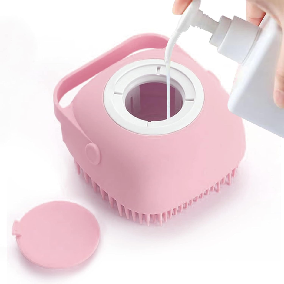 Pet Grooming Bath Massage Brush With Soap And Shampoo Dispenser Soft Silicone Bristle For Long Short Haired Dogs Cats Shower — image 1