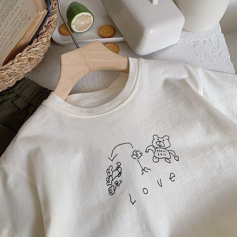 Children's Dinosaur Print Boy's Round Neck Loose White T-Shirt — image 7
