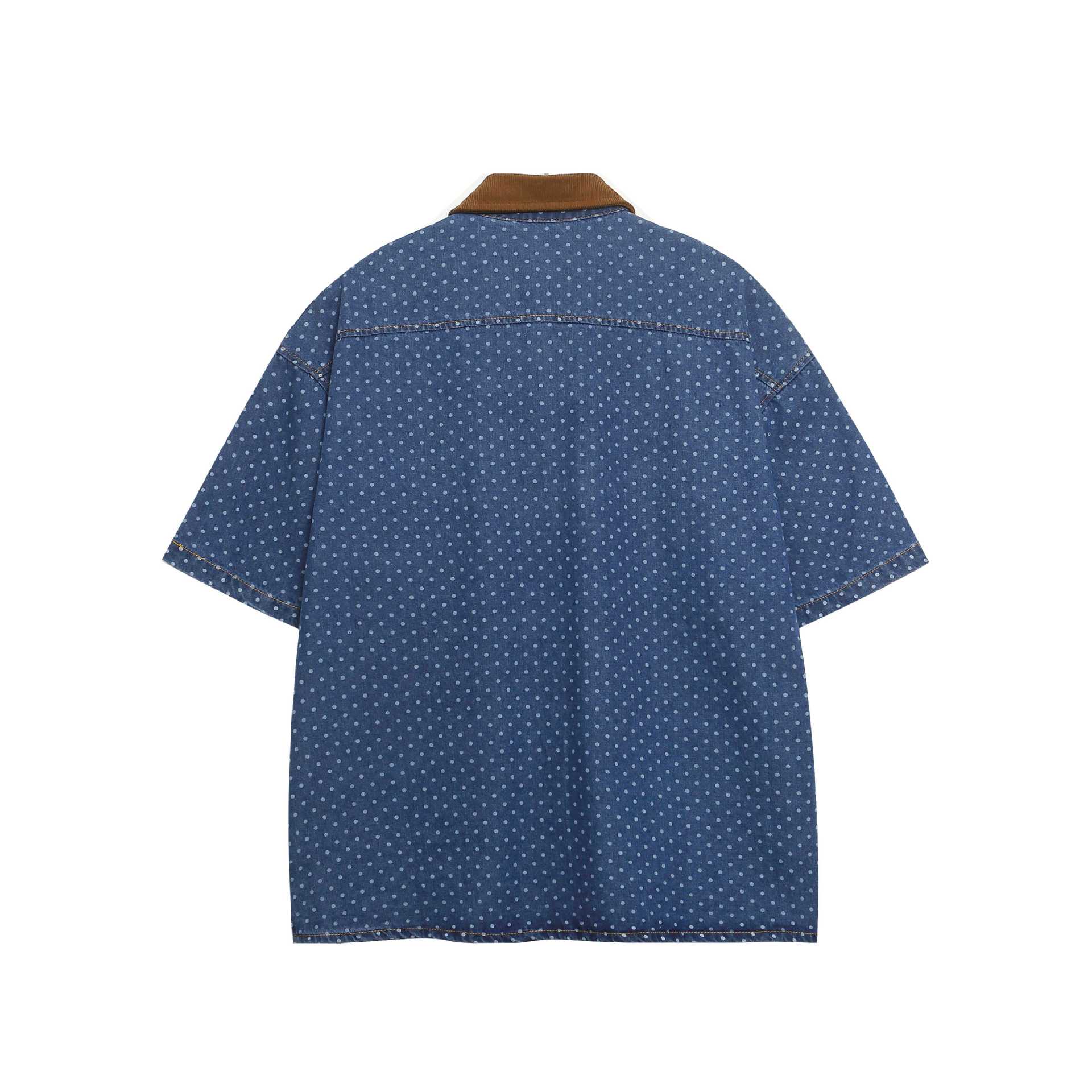 Small dog embroidery polka dot short sleeved shirt — image 3