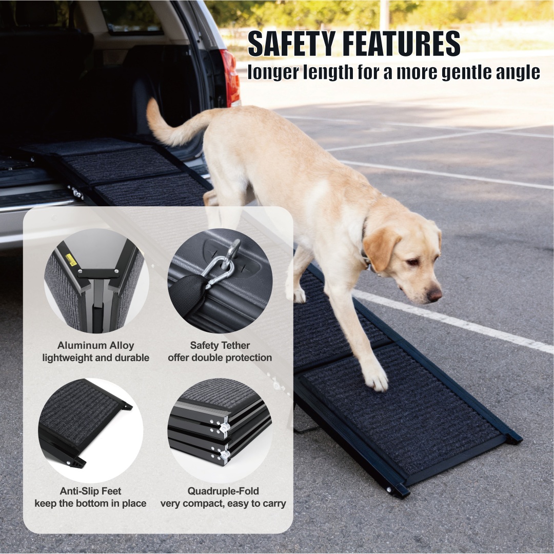 Dog Ramp For Car 71 Long 19.5 Wide Portable Dog Ramps For Large Dogs With Non-Slip Rug Surface Dog Car Ramp For SUV Car Truck, Folding Dog Ramp Up To 250LBS — imagen 3
