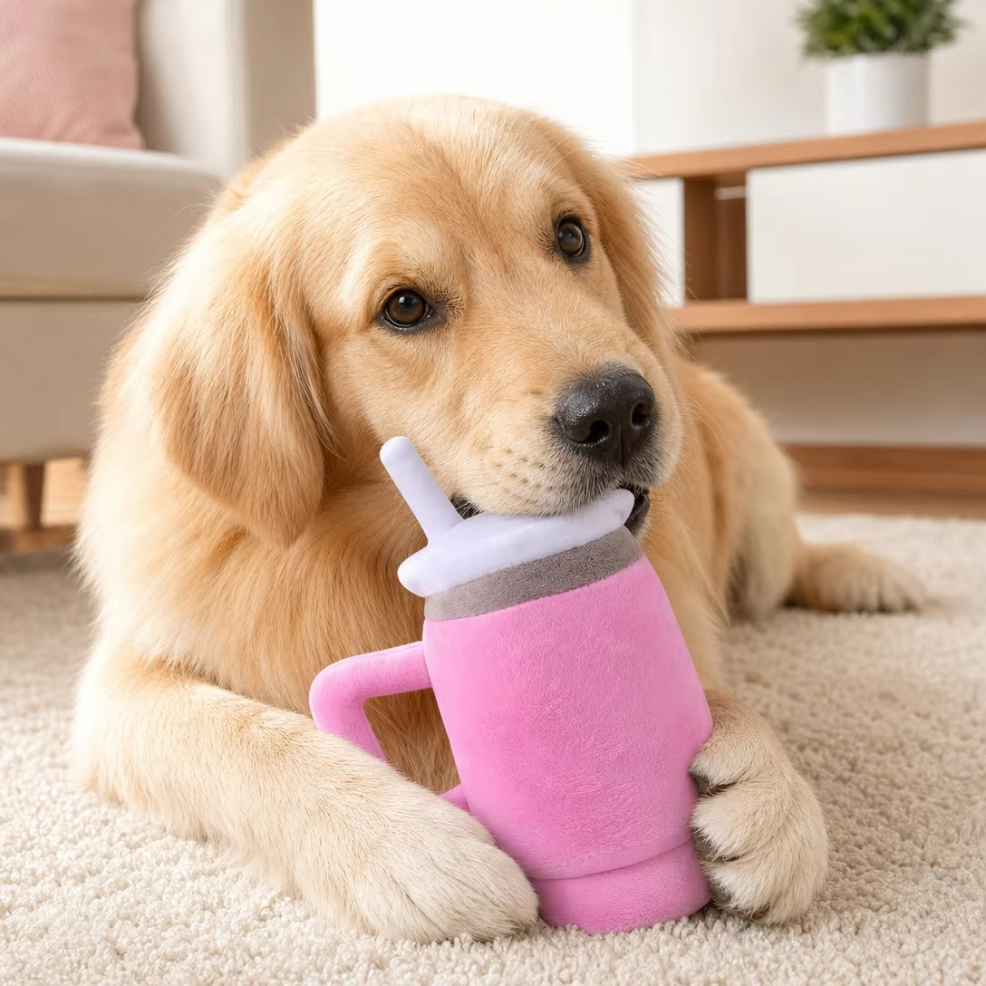 Muñeca de Peluche Rosa con Forma de Vaso para Mascotas, Juguetes Adorables para Perros Diarios — imagen 5