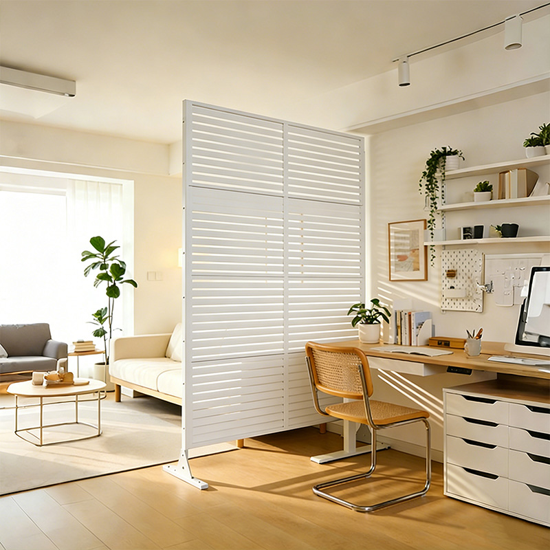 70.87" H × 46.06" W White Metal Privacy Screen, Freestanding Slatted Patio Divider Fence, Coastal & Beach House Decor, Indoor Room & Sunroom Partition, Kid Play Yard & Pet Safe Outdoor Deck Balcony Ba — image 8