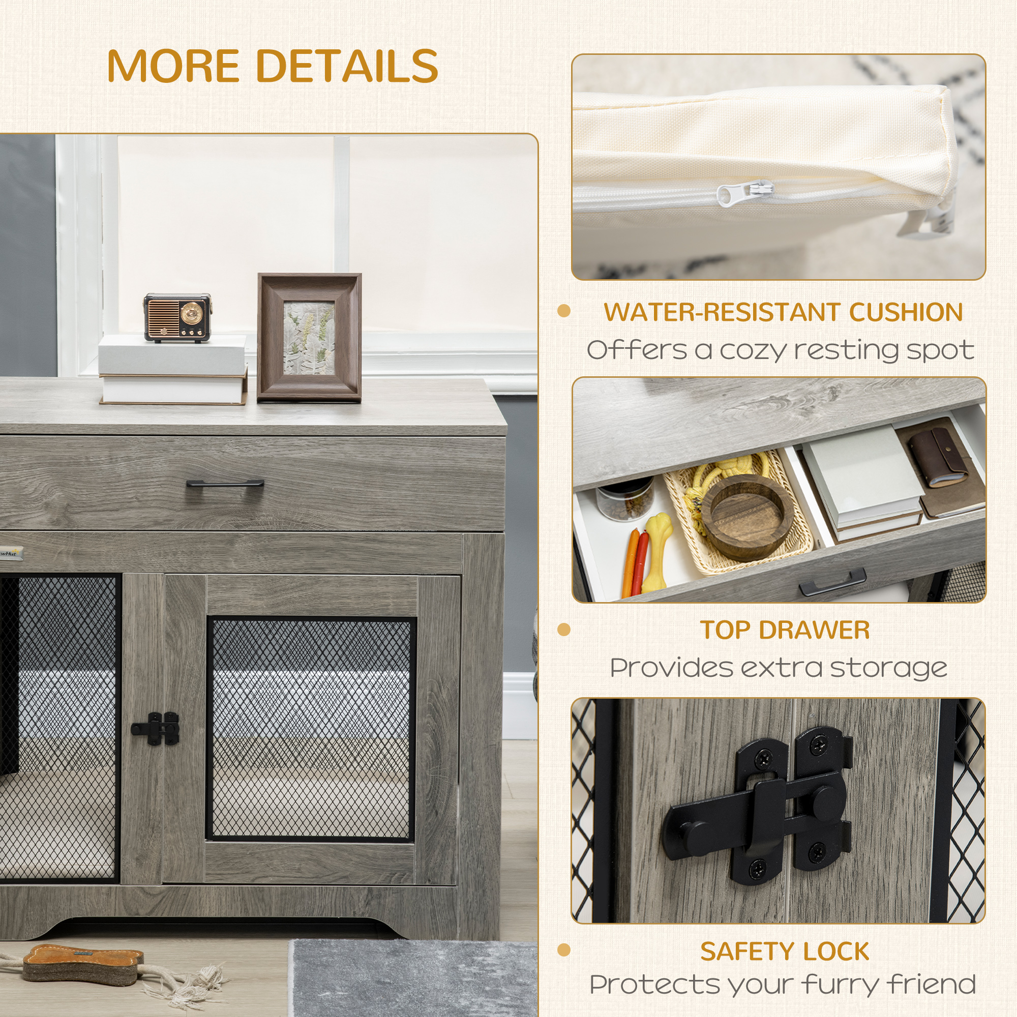 Caja de Comida Decorativa para Perros Pequeños con Sofá Acogedor, Cajón y Mesa de Entrada — imagen 2