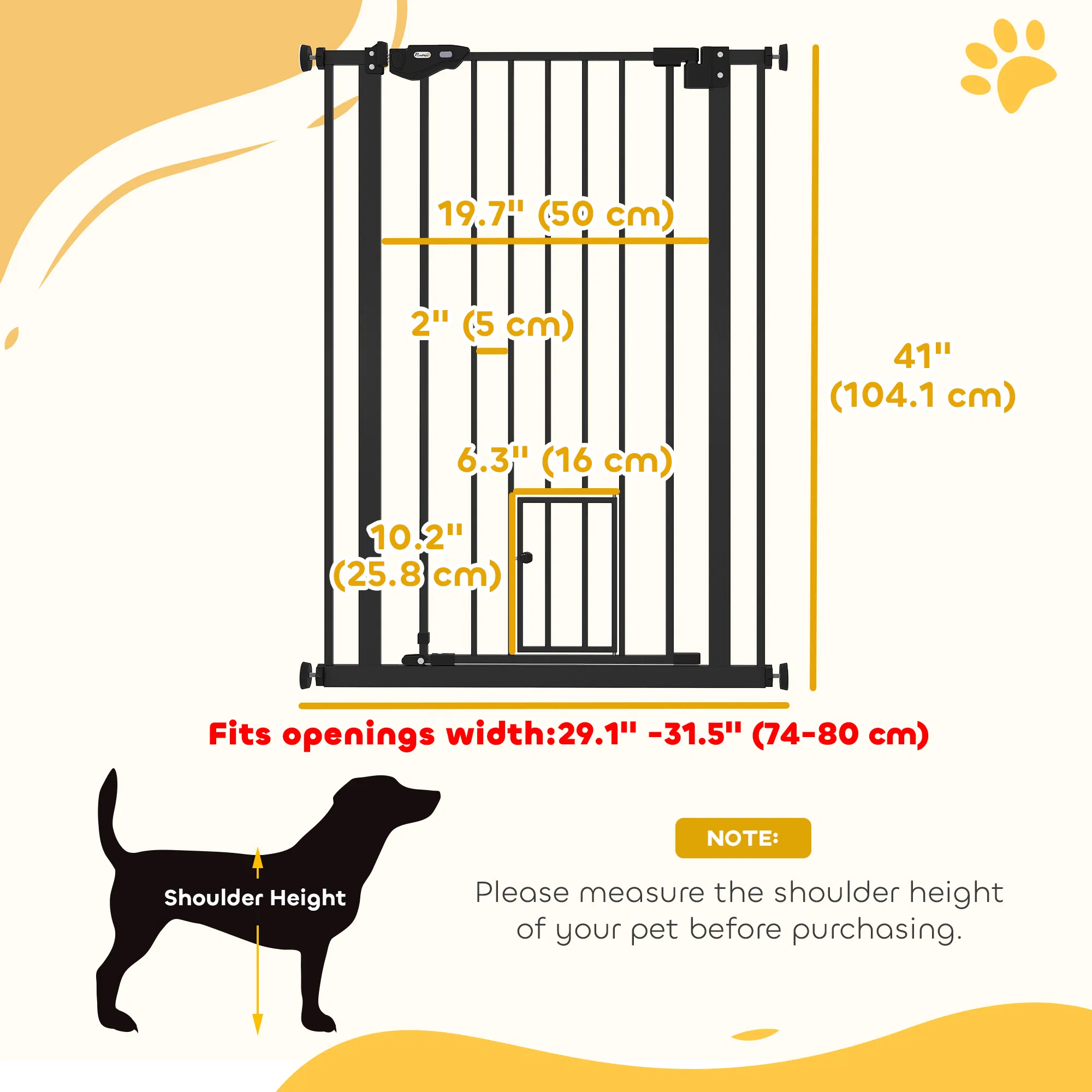41" Easy Open Indoor Dog Gates for Doorways, House, Stair - Black — image 4