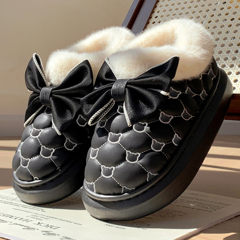 Zapatillas impermeables de algodón para mujer, con cordones en forma de mariposa y suelas antideslizantes — imagen 7
