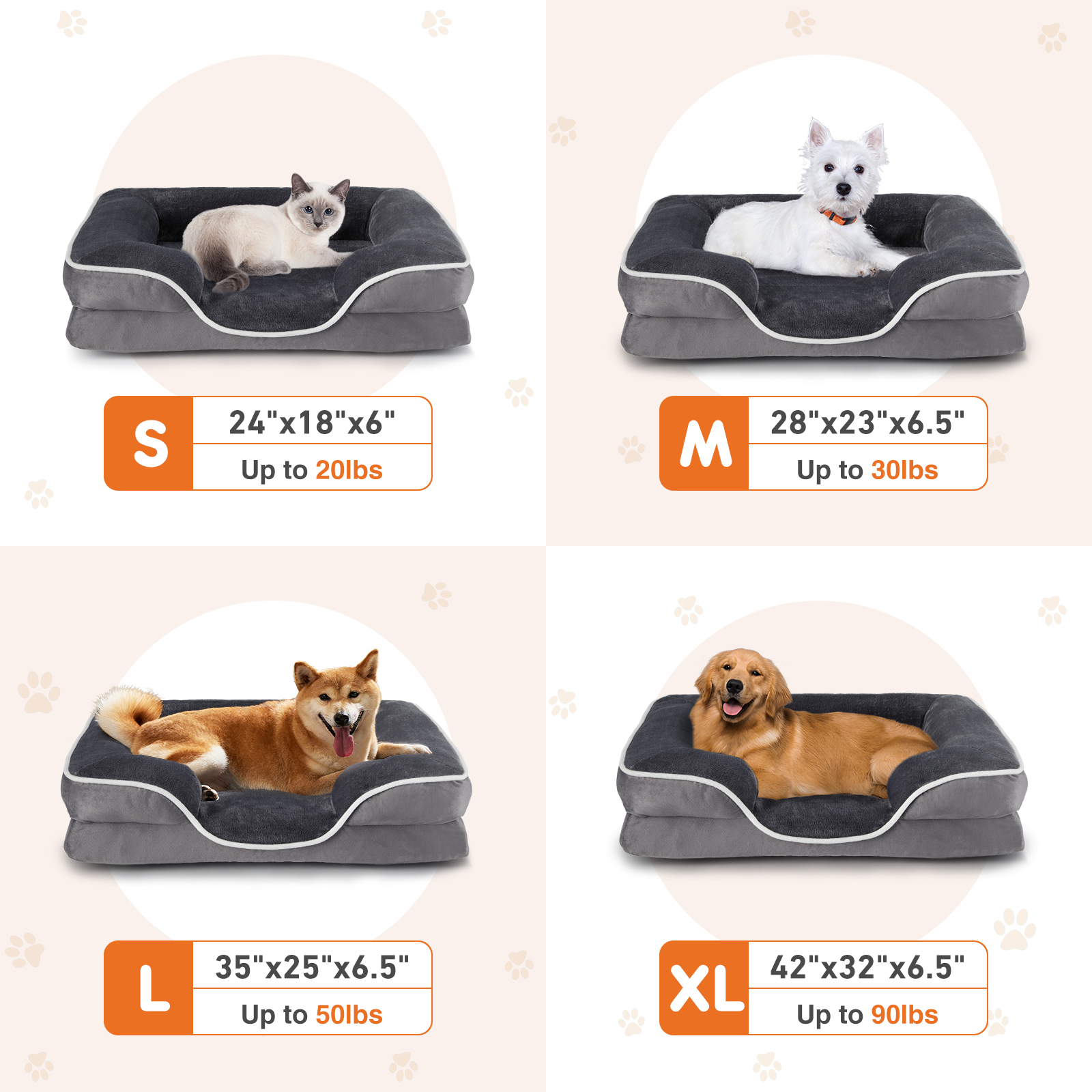 Memory Foam Pet Bed For Small Dogs & Cats With Washable Removable Cover Non-Slip Base Waterproof Liner — image 10