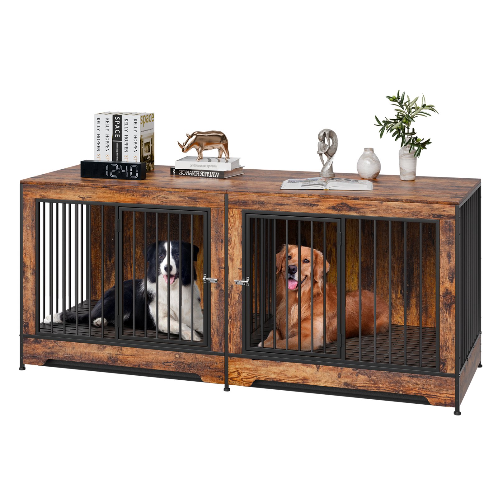 Mueble para Perros de 75 Pulgadas: Caja de Madera Interior con Divisor y Plataforma — imagen 1