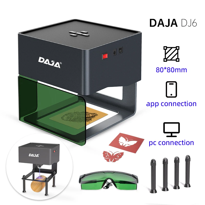 DAJA Mini Laser Grabador Portátil DIY Bluetooth Máquina Etiqueta de Perro Pintada Papel Cuero Madera Plástico Logo CNC — imagen 1