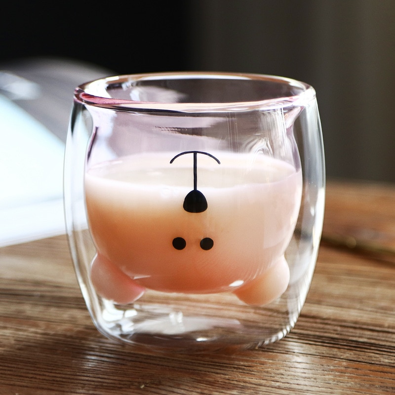Creative Cute Bear Coffee Mugs Double Glass Cup Animal Double-layer Milk Juice Tea Mug Cup Lady Valentine's Day Christmas Gift — image 13