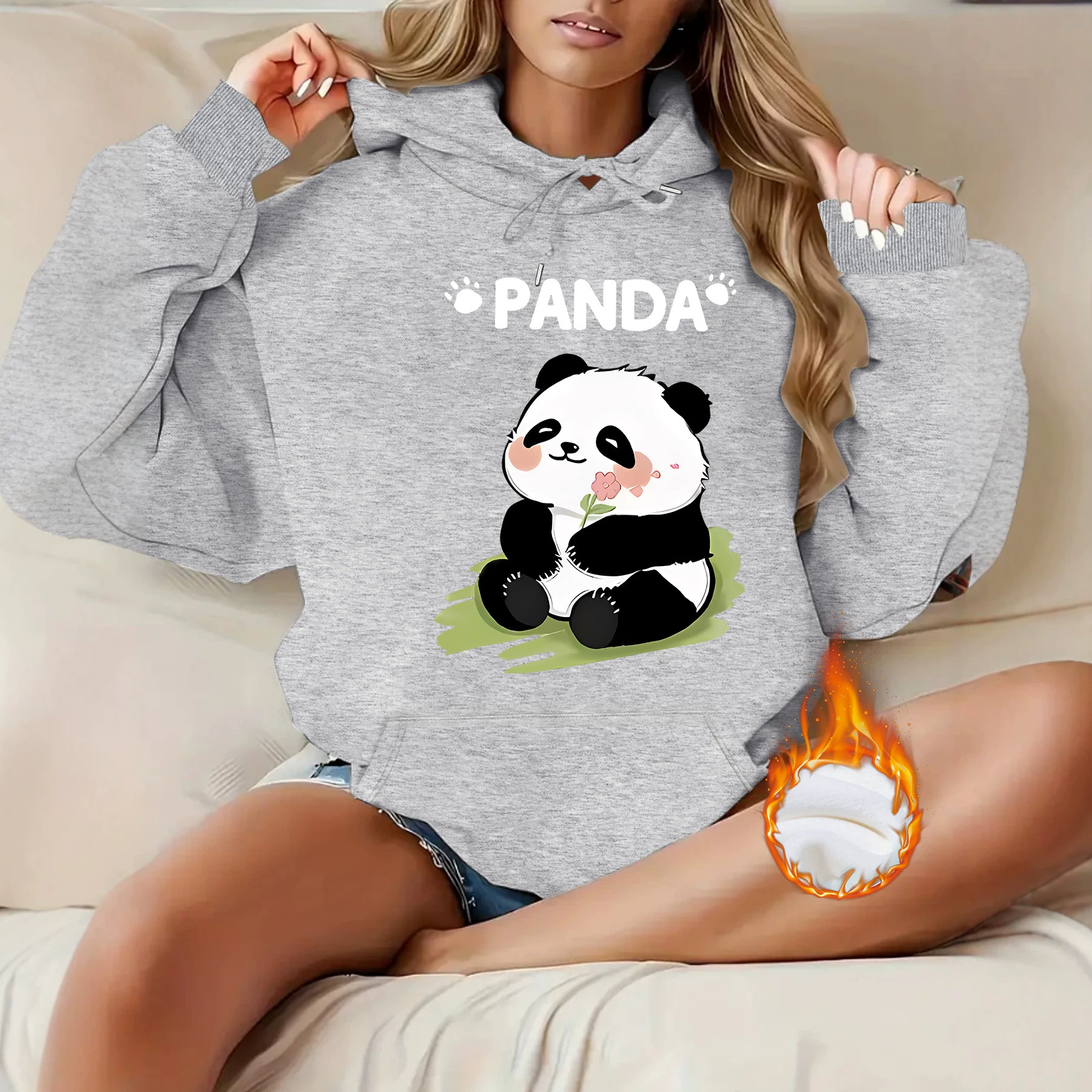 Top hoodie cartoon panda pattern — image 3