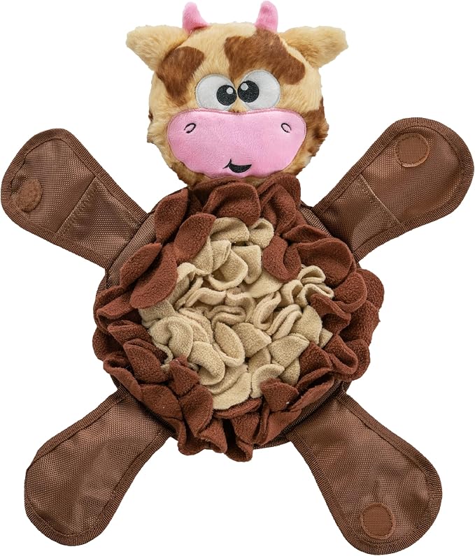 13.4-Inch Cow Snuffle Pal Squeaky Dog Toy, Interactive Plush Enrichment Toy For Foraging And Play — image 1