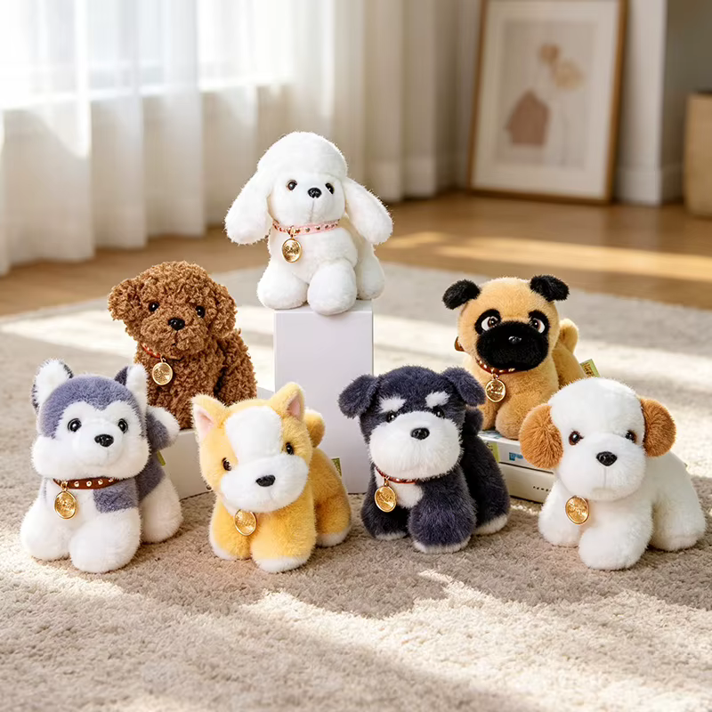 Puppy Party Plush Toys Husky Schnauzer Poodle Bichon Corgi Doll Cute Lifelike Desktop Pet Dog Toys Kawaii Bags Decor — image 1