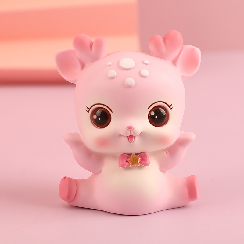 Beginner's Little Cute Resin Deer Decoration Girl's Heart Creative Home Decoration Student Gift Car Decoration Deer — image 7
