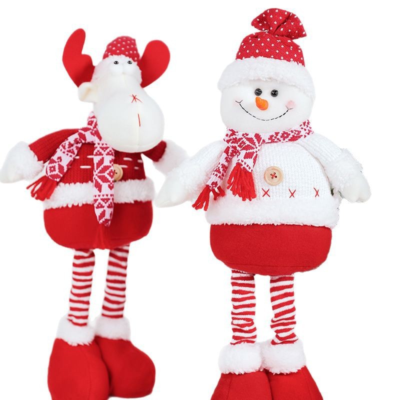 Christmas Stretch Hem Tabletop Santa Decoration Doll Reindeer Christmas Plush Snowman Figurine Ornament — image 5