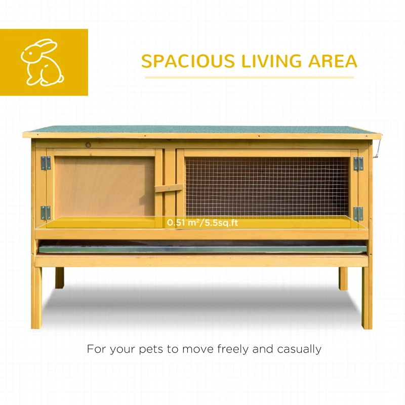 PawHut Wooden Rabbit Hutch Bunny Cage With Openable Waterproof Roof, No Leak Tray Solid Fir Wood Build For Rabbits, Chickens, Ducks — imagen 4