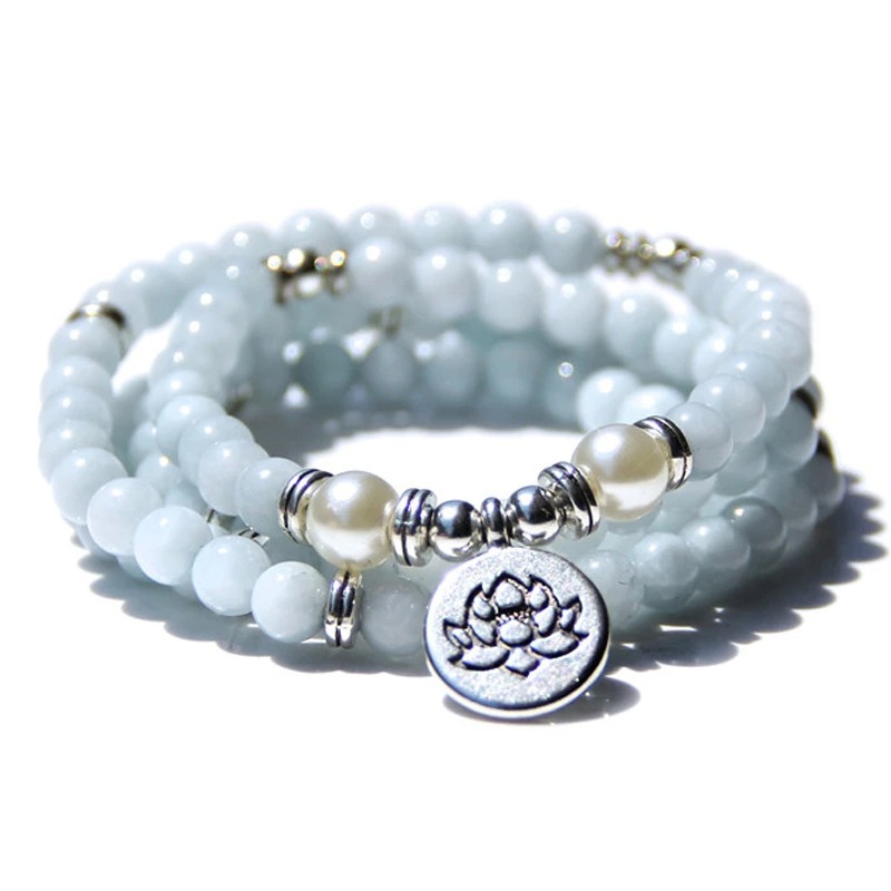 Amazon Stone Tiger Eye Stone Bracelet Necklace 108 Buddha Beads Lotus Bracelet — image 1