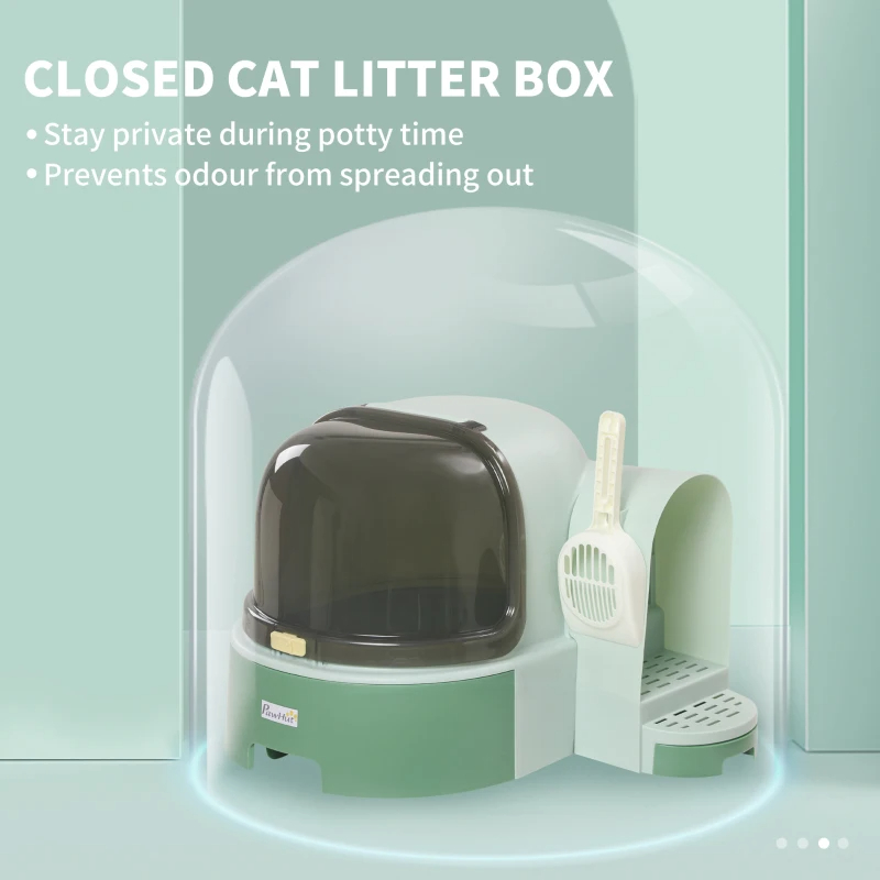 Cat Litter Box Easy To Clean Open With Scoop, Green — imagen 6