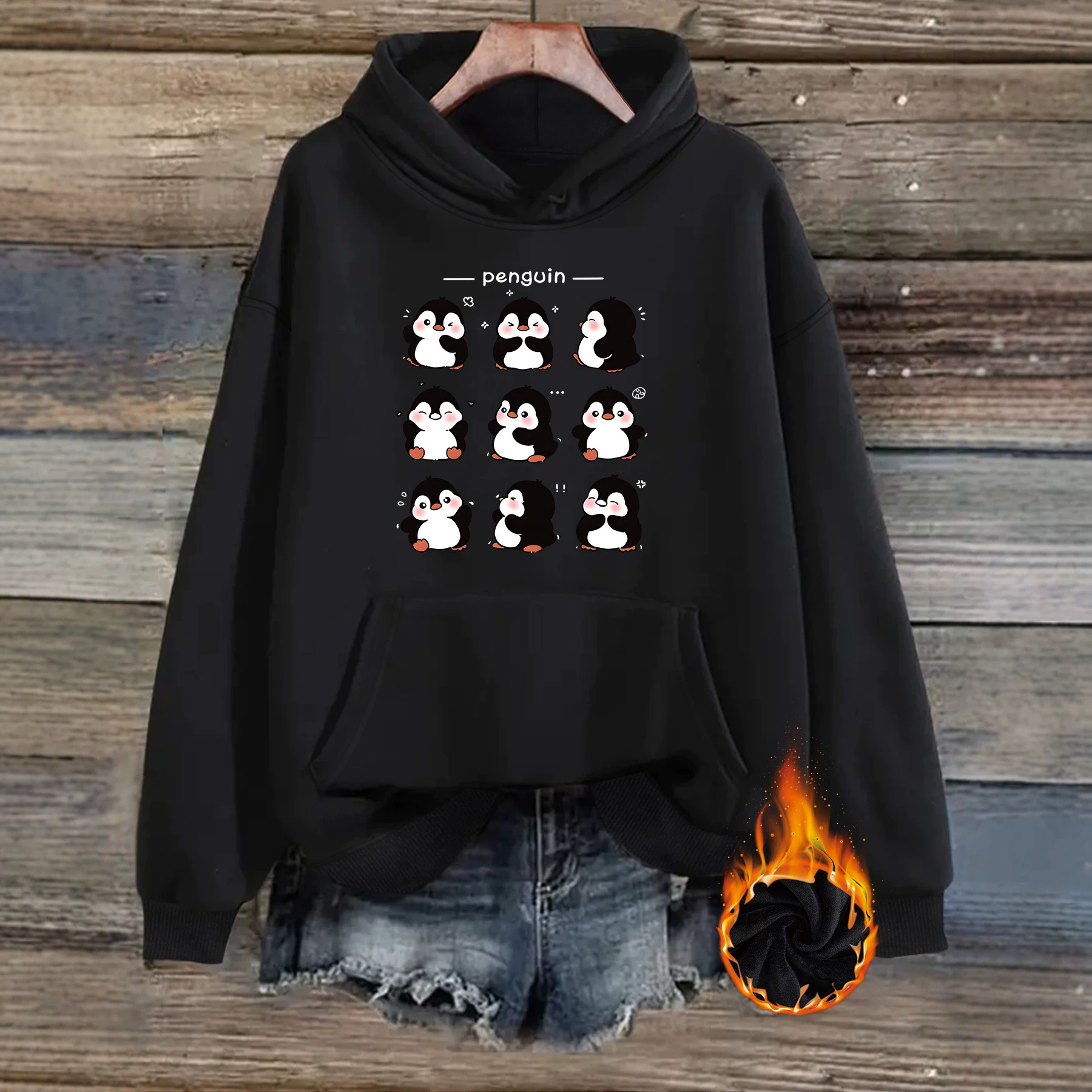 Penguin print hooded sweatshirt — image 6
