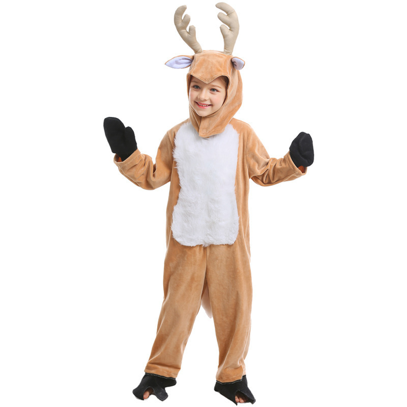 Christmas Unisex Cosplay Animal Costume Deer Reindeer Children's Performance Costume — image 1